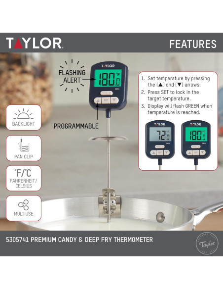 Termómetro Digital Premium Taylor Marino para Caramelos y Carne