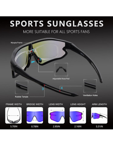 Gafas de sol OULAIQI 548 deportivas con 3 lentes intercambiables