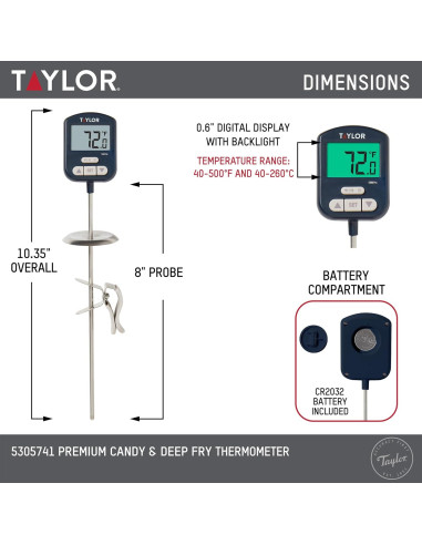 Termómetro Digital Premium Taylor Marino para Caramelos y Carne