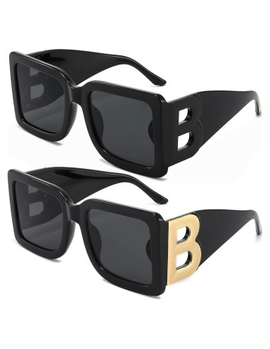 Gafas de sol cuadradas PORADAY UV400 unisex, marco negro