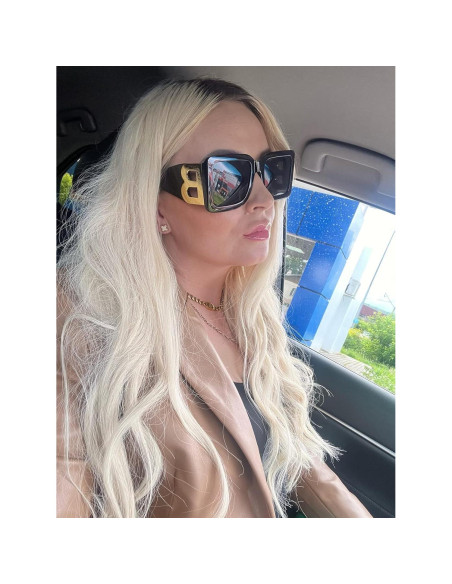 Gafas de sol cuadradas PORADAY UV400 unisex, marco negro