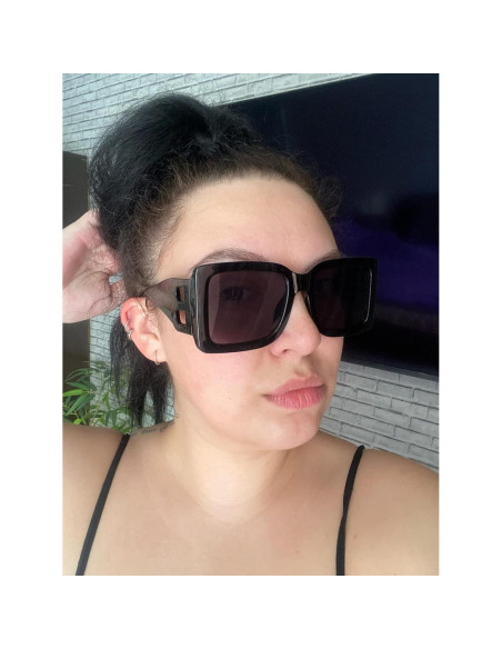 Gafas de sol cuadradas PORADAY UV400 unisex, marco negro
