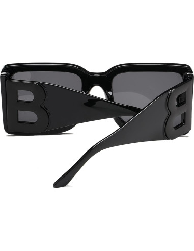 Gafas de sol cuadradas PORADAY UV400 unisex, marco negro