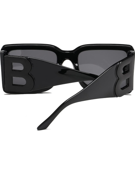 Gafas de sol cuadradas PORADAY UV400 unisex, marco negro