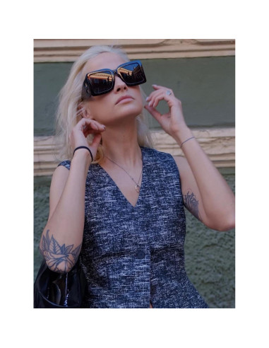 Gafas de sol cuadradas PORADAY UV400 unisex, marco negro