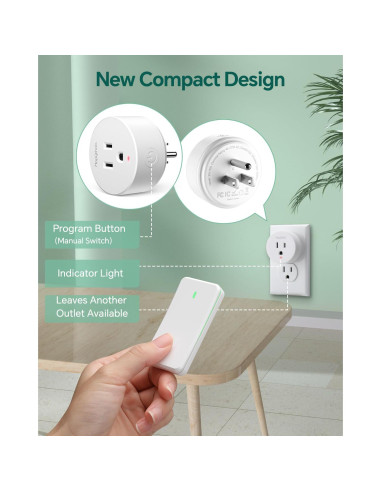 Enchufe de Control Remoto HAPYTHDA 15A 1500W Inalámbrico