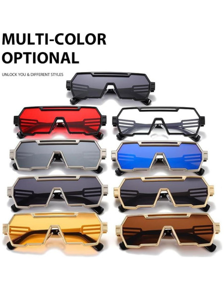 Gafas de sol retro steampunk Junsika para hombres marco metal