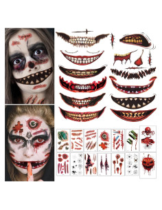 Tatuajes Temporales de Halloween WdrKo 26 PCS - Maquillaje de Broma