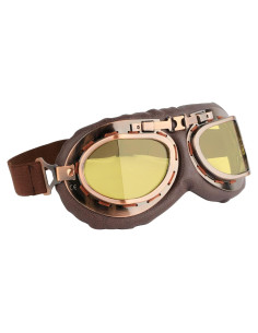 Gafas de Motocicleta Vintage GGBuy Marrón Amarillo Anti Niebla