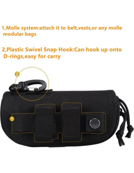 Estuche de Gafas Táctico MOLLE Negro 17x8x5 cm Resistente
