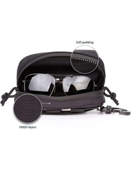 Estuche de Gafas Táctico MOLLE Negro 17x8x5 cm Resistente