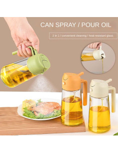 Botella dispensadora de aceite Donpesho 470ml 2 en 1 negro 2