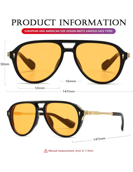 Gafas de Sol AIEYEZO Aviador Retro UV400 Unisex