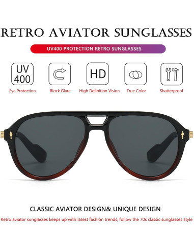 Gafas de Sol AIEYEZO Aviador Retro UV400 Unisex Clásicas