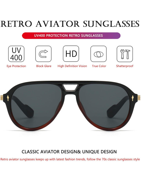 Gafas de Sol AIEYEZO Aviador Retro UV400 Unisex Clásicas