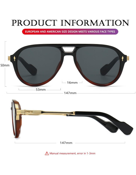 Gafas de Sol AIEYEZO Aviador Retro UV400 Unisex Clásicas