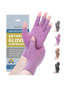 Guantes de Compresión DRNAIETY para Artritis Sin Dedos M Púrpura