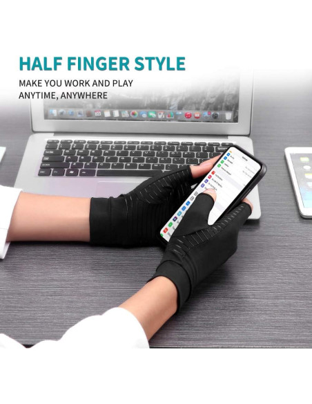 Guantes de Artritis de Cobre Ricbestlab Medianos Negros