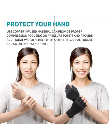 Guantes de Artritis de Cobre Ricbestlab Medianos Negros