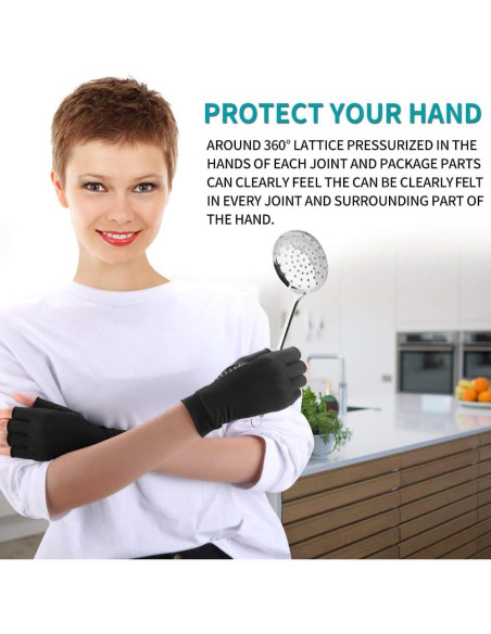 Guantes de Artritis de Cobre Ricbestlab Medianos Negros