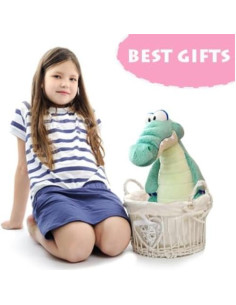 Cocodrilo de peluche ELAINREN 25 cm verde suave 2