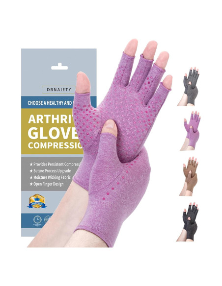 Guantes de Compresión DRNAIETY para Artritis Sin Dedos S/M