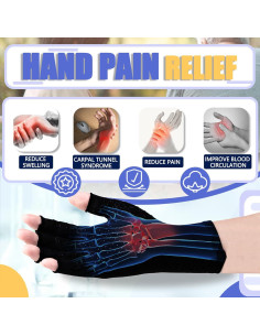 Guantes de Compresión DRNAIETY para Artritis Sin Dedos - Negro 2