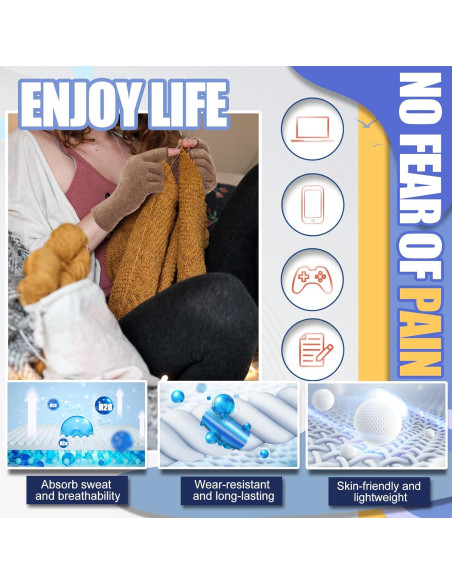 Guantes de Compresión DRNAIETY para Artritis - Sin Dedos L Caqui