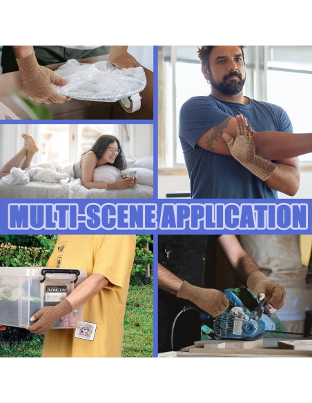 Guantes de Compresión DRNAIETY para Artritis - Sin Dedos L Caqui