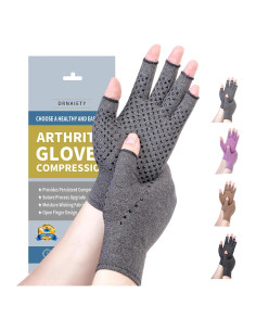 Guantes de Compresión DRNAIETY para Artritis - Sin Dedos, Gris