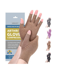 Guantes de Compresión DRNAIETY para Artritis - Sin Dedos M Caqui