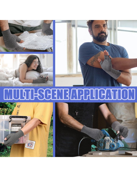 Guantes de Compresión DRNAIETY para Artritis - Sin Dedos, Gris