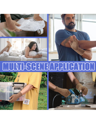 Guantes de Compresión DRNAIETY para Artritis - Sin Dedos M Caqui