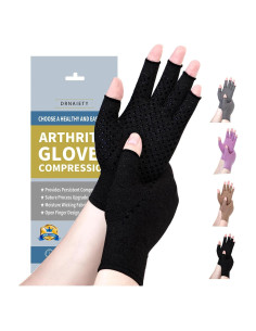 Guantes de Compresión DRNAIETY para Artritis - Sin Dedos, Negro