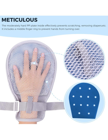 Mittens de restricción médica WONDSIGHIN, 2 piezas, malla grande