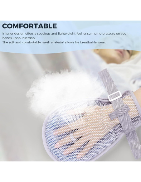 Mittens de restricción médica WONDSIGHIN, 2 piezas, malla grande