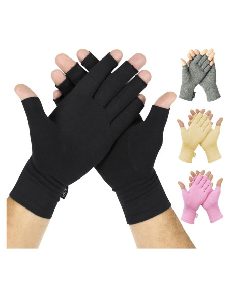 Guantes Vive para Artritis - Compresión Abierta Negra Guantes Vive para Artritis - Compresión Abierta Negra