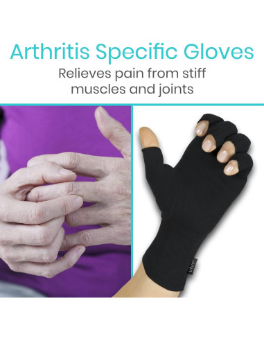 Guantes Vive para Artritis - Compresión Abierta Negra
