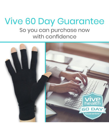 Guantes Vive para Artritis - Compresión Abierta Negra