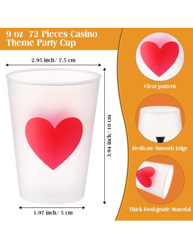 Tazas de Fiesta de Casino Hoolerry 72 Piezas 9 oz