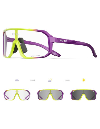 Gafas de Ciclismo SCVCN Fotoquímicas UV400 Amarillo Púrpura