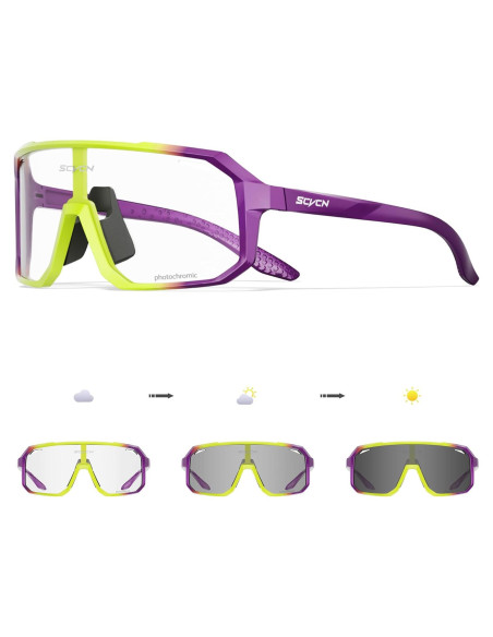 Gafas de Ciclismo SCVCN Fotoquímicas UV400 Amarillo Púrpura