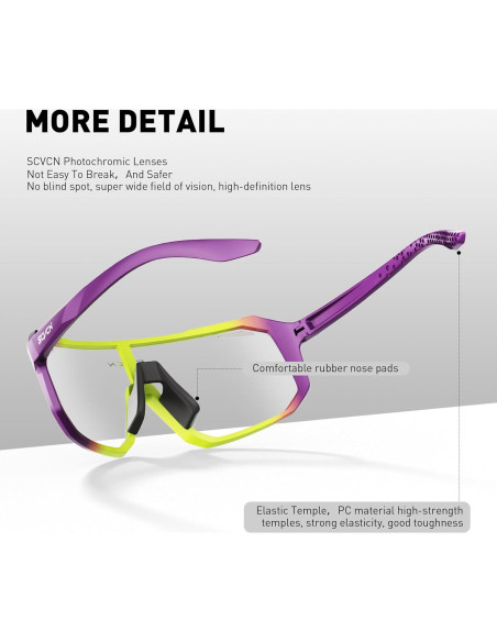 Gafas de Ciclismo SCVCN Fotoquímicas UV400 Amarillo Púrpura