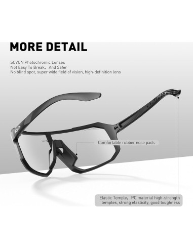 Gafas de Ciclismo SCVCN Fotoquímicas UV400 Negro