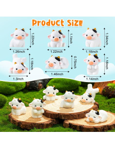 12 Figuras Mini Vacas de Resina KQYSLXG para Decoración 2