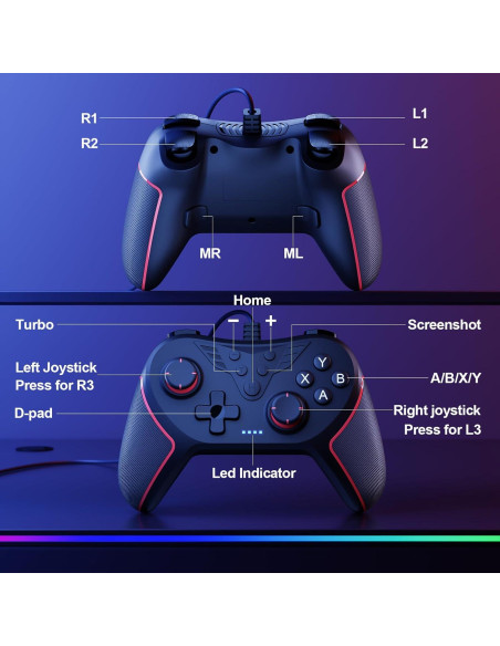 Controlador PC RivalPlay con cable y vibración ajustable