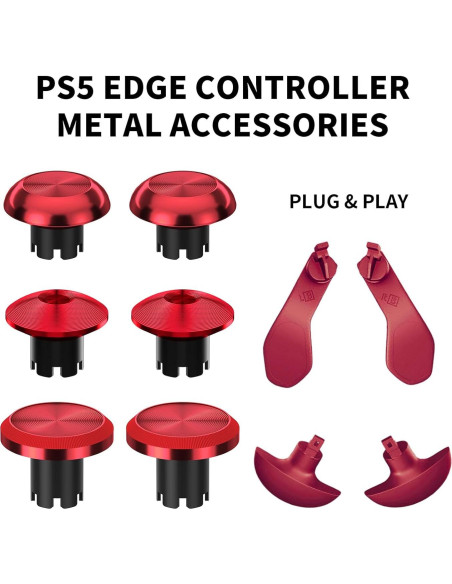 Palancas de metal PS5 Edge - Joysticks y botones rojos