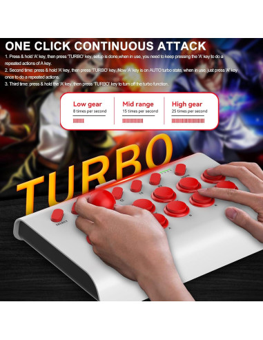 Joystick Arcade arVin para Switch, PS4, PC con Turbo