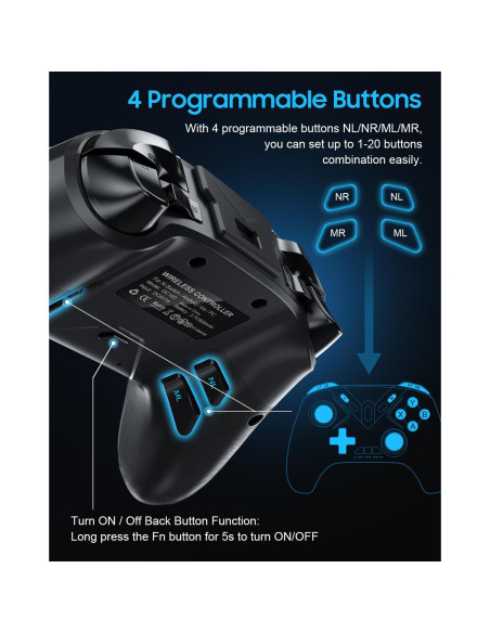 Controlador Inalámbrico YIONON Bluetooth con Joysticks y Gatillos Controlador Inalámbrico YIONON Bluetooth con Joysticks y Gatillos