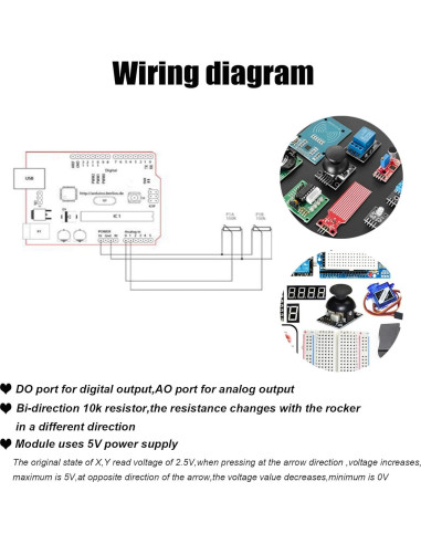 Módulo Joystick Analógico Diitao 8PCS Doble Eje 20cm